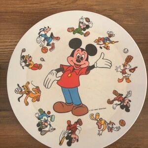 Vintage 80s Walt Disney Productions Mickey Mouse and Friends Plastic Plate